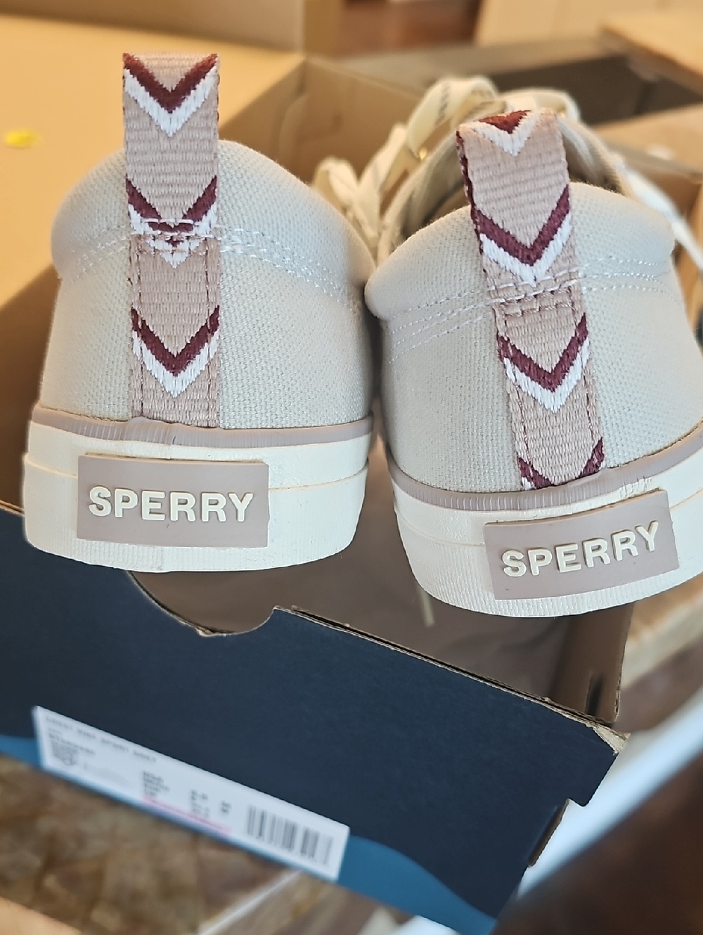 Sperry Women's Light Grey Canvas Lace-Up Sneakers with Gold-Tone Eyelets